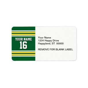 Forest Green with Yellow White Stripes Team Jersey Label