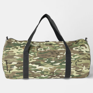 Forest Green Woodland Camouflage Pattern Duffle Bag