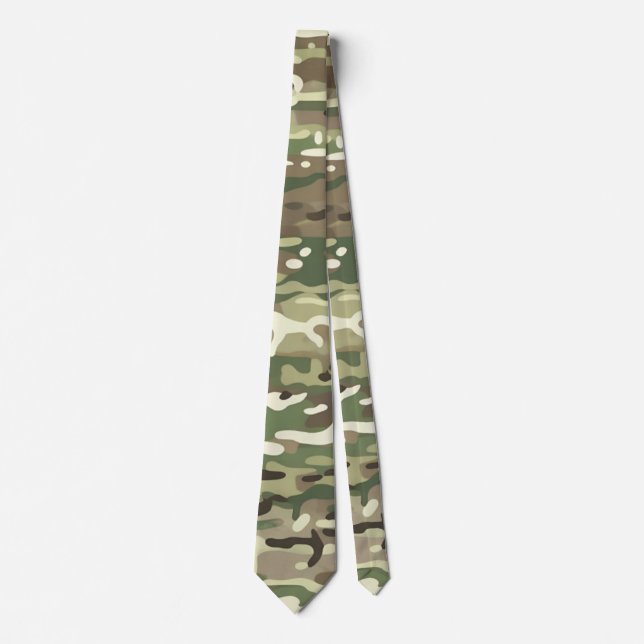 Forest Green Woodland Camouflage Pattern Tie (Front)