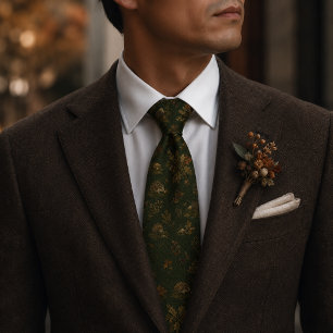 Forest Green Woodland Hedgehog Tie