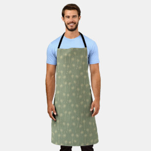 forest green yellow bohemian dandelions pattern apron