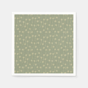 forest green yellow bohemian dandelions pattern napkin