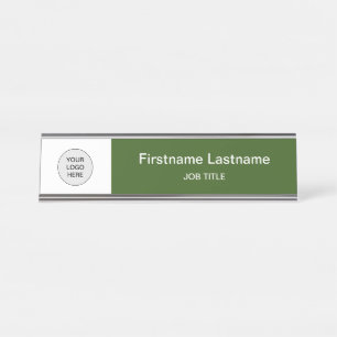 Forest Green Your Logo Modern Desk Name Plate