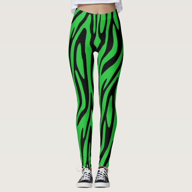 Forest Green Zebra Print Leggings (Front)