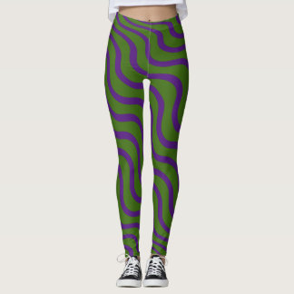 FOREST GREEN ZEBRA STRIPED TIGHTS STRECH LEGGINGS