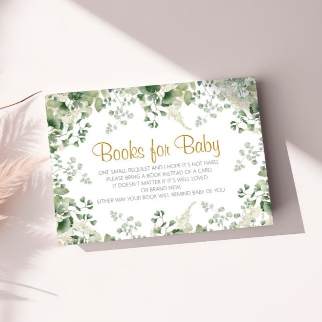 Forest Greenery Baby Shower Books for Baby Card (Creator Uploaded)
