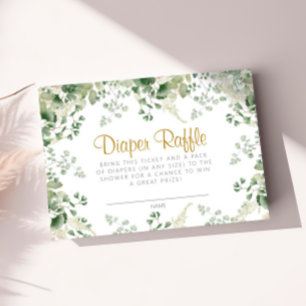 Forest Greenery Baby Shower Diaper Raffle Card