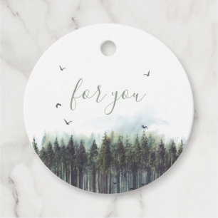 Forest Greenery Baby Shower Round Favour Tags