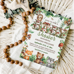 Forest Greenery Botanical Animals Baby Shower Invitation