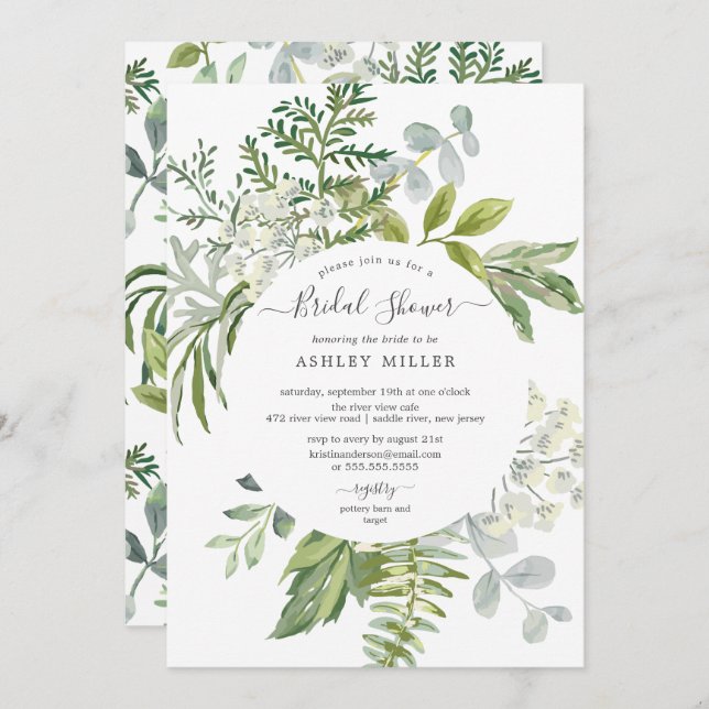 Forest Greenery Bridal Shower Invitation (Front/Back)