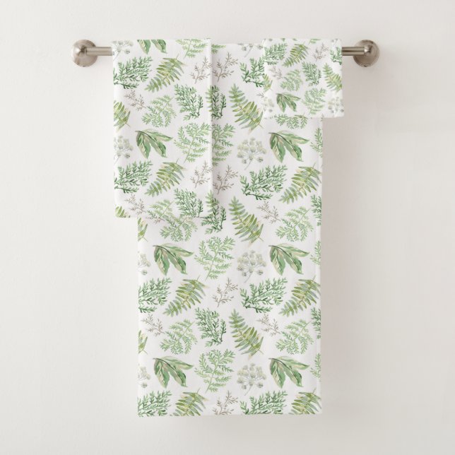 Forest Greenery Pattern Bath Towel Set (Insitu)