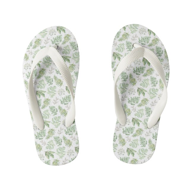 Forest Greenery Pattern Kid's Thongs (Footbed)