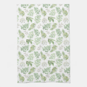 Forest Greenery Pattern Tea Towel