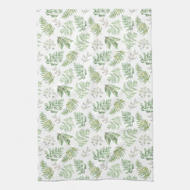Forest Greenery Pattern Tea Towel (Vertical)