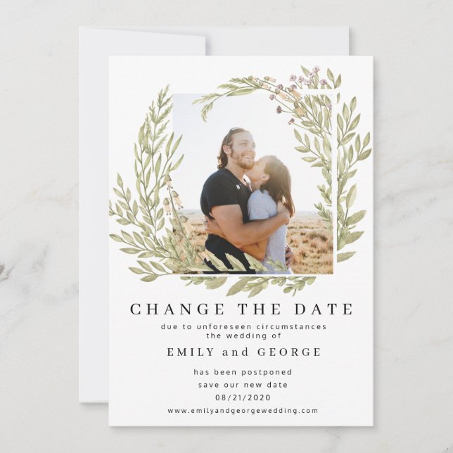 Forest Greenery Photo Change The Date Card (Front)