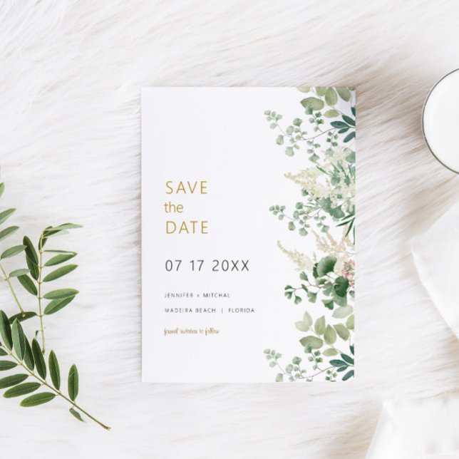 Forest Greenery Wedding Save The Date Card (Creator Uploaded)