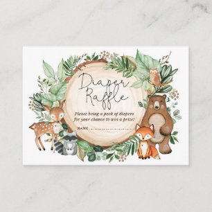 Forest Greenery Woodland Animals Diaper Raffle Enclosure Card