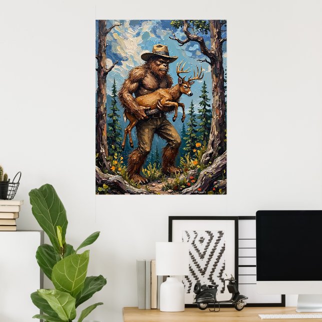 Forest Guardian: Bigfoot and the Deer Poster (Home Office)
