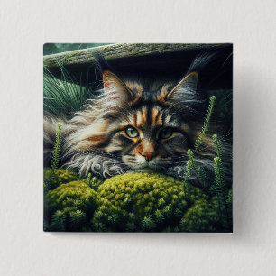 Forest Guardian Feline 15 Cm Square Badge