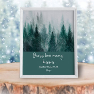 Forest guess how many kisses bridal game poster
