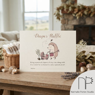 Forest Hedgehog Diaper Raffle Enclosure Card