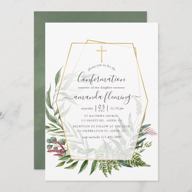 Forest Herbarium Geometric Confirmation Invitation (Front/Back)