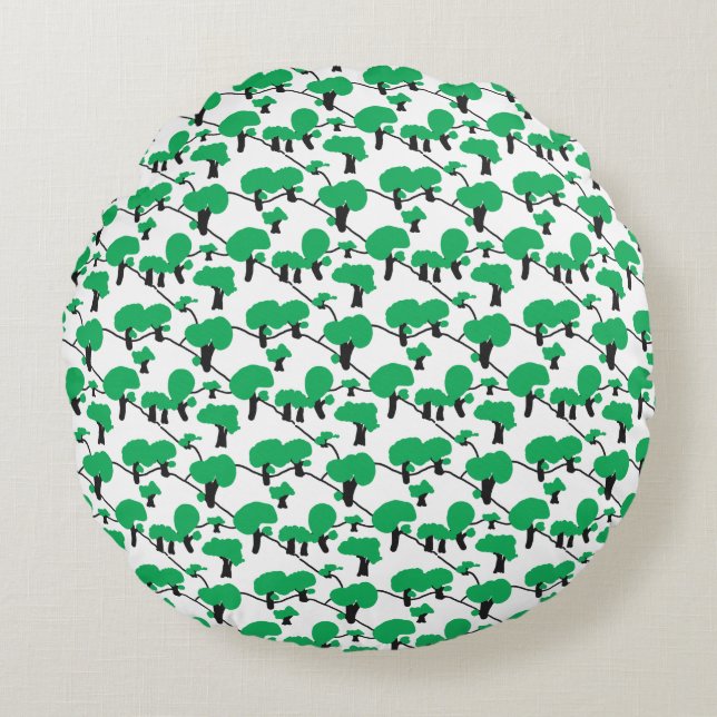 Forest Hilly landscape minimal Round Cushion (Front)