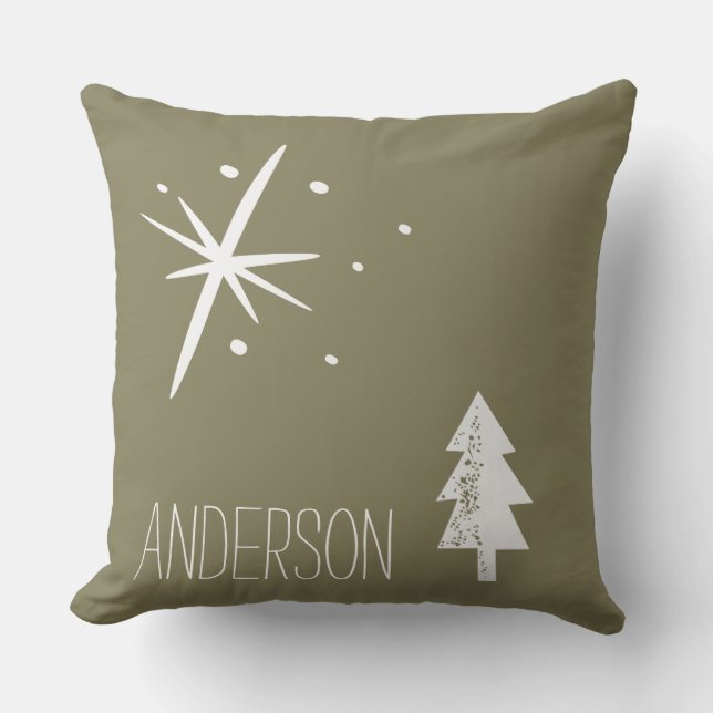 Forest Holiday Pine with Name Cushion (Front)