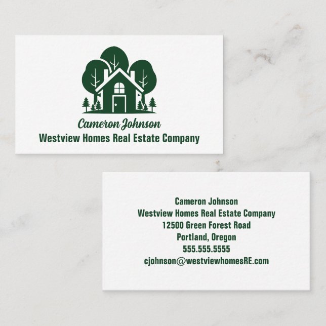 Forest Home Real Estate Company Custom Realtor Business Card (Front/Back)