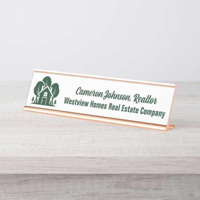 Forest Home Real Estate Company Custom Realtor Desk Name Plate (Front)
