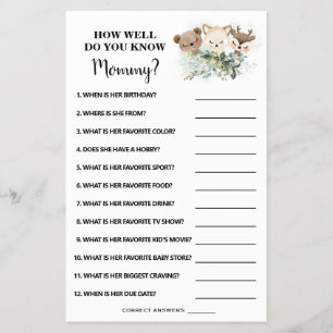 Forest How well do you know Mum Shower game card