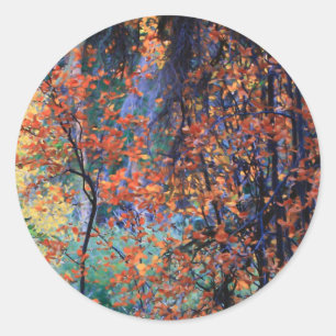 Forest in Autumn Classic Round Sticker