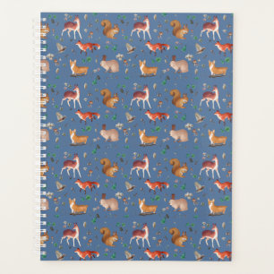 forest in watercolor pattern- bambi, fox, coney, planner
