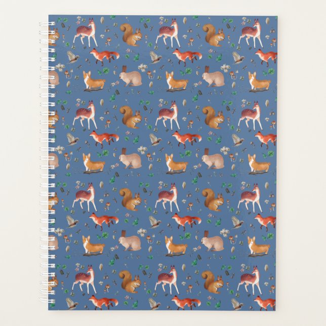 forest in watercolor pattern- bambi, fox, coney, planner (Front)