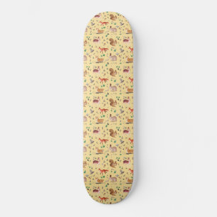 forest in watercolor pattern- bambi, fox, coney, skateboard