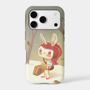 Forest Journey: Bunny Girl with Vintage Suitcase