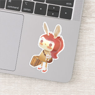 Forest Journey: Bunny Girl with Vintage Suitcase