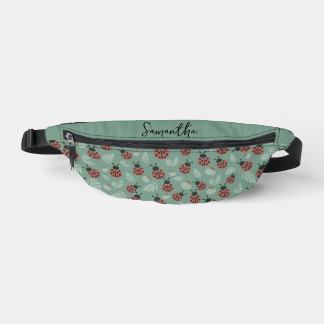 Forest Ladybugs Green Background Bum Bags (Front)
