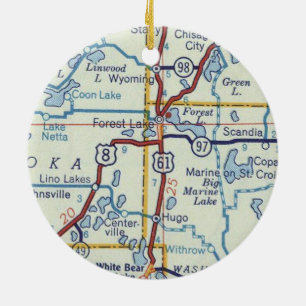Forest Lake MN Retro Map Ceramic Ornament