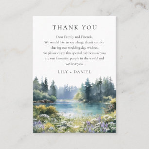 Forest Lakeside Wildflower Wedding Thank You Place Card