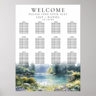 Forest Lakeside Wildflowers Wedding Seating Chart