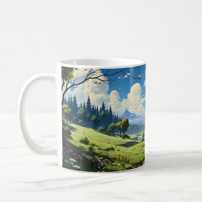 Forest Landscape At Spring Season Coffee Mug (Left)