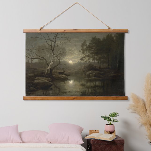 Forest Landscape by Moonlight Hanging Tapestry (Bedroom)
