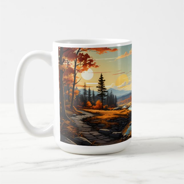 Forest Landscape In Autumn Season Coffee Mug (Left)