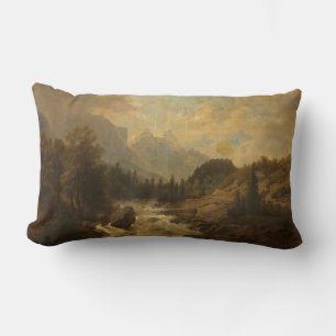 Forest Landscape Scene (by Josef Kriehuber) Lumbar Cushion