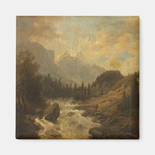 Forest Landscape Scene (by Josef Kriehuber) Magnet
