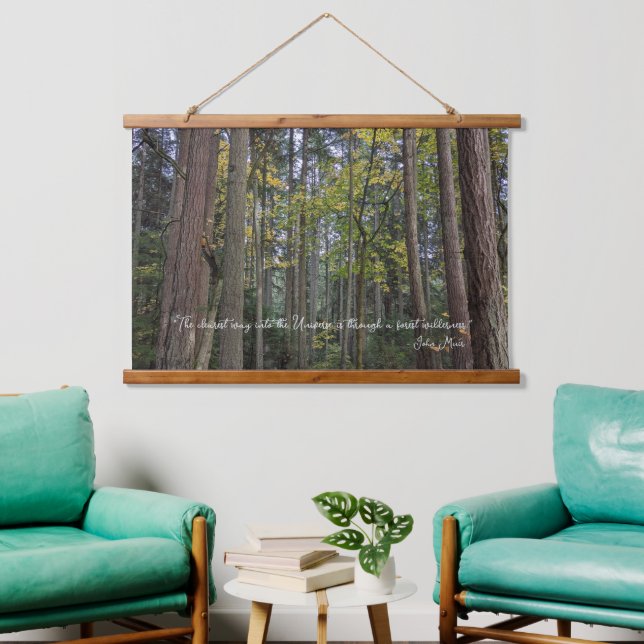 Forest Landscape w/John Muir Quote Hanging Tapestry (Living Room)