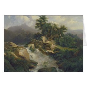 Forest Landscape with Waterfall