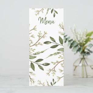 Forest Leaves Greenery Wedding Menu