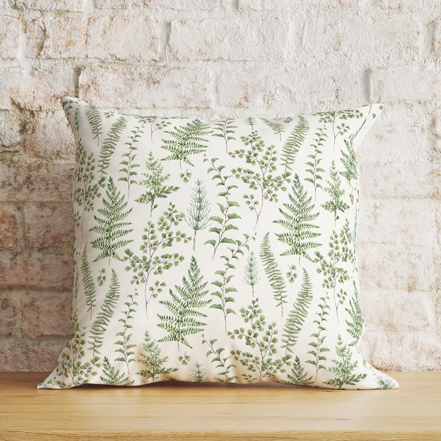 Forest Leaves Spring Summer Watercolor   Cushion (Creator Uploaded)